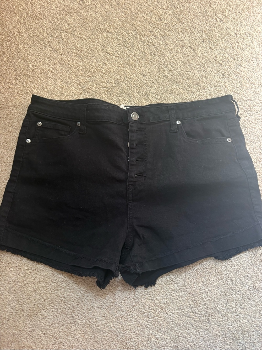 Altar'd State Black High-Rise Button-Fly Denim Shorts